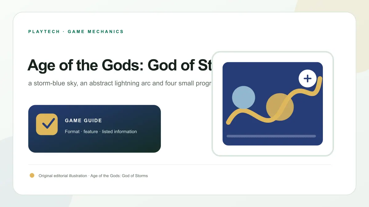 Age of the Gods: God of Storms feature artwork showing 25 paylines · wild-wind respins · progressive jackpots