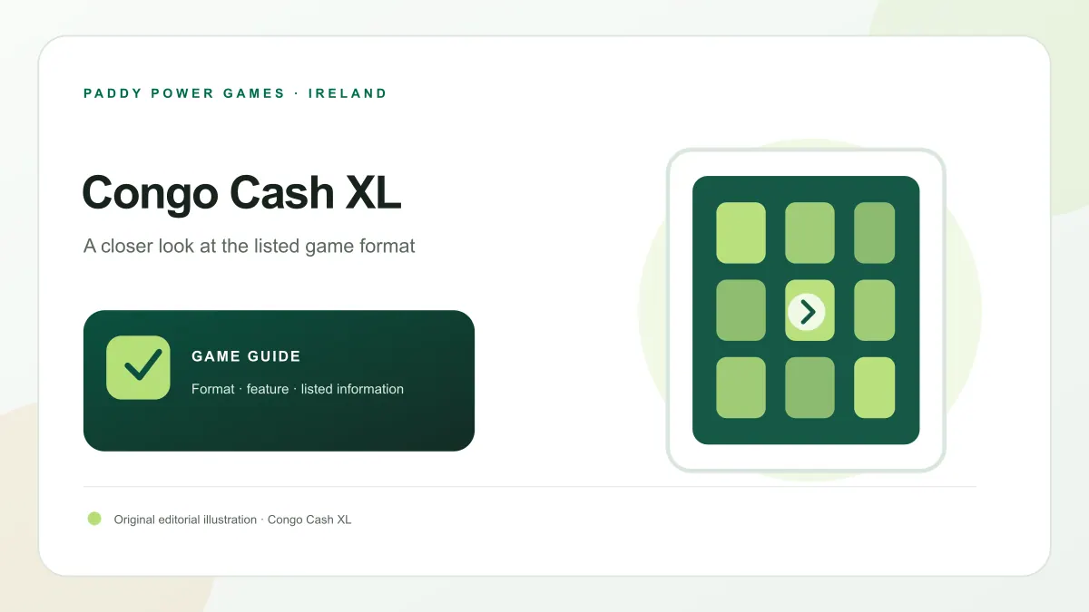 Original Congo Cash XL guide artwork with tropical leaves, layered emerald discs and a bright gold prize marker