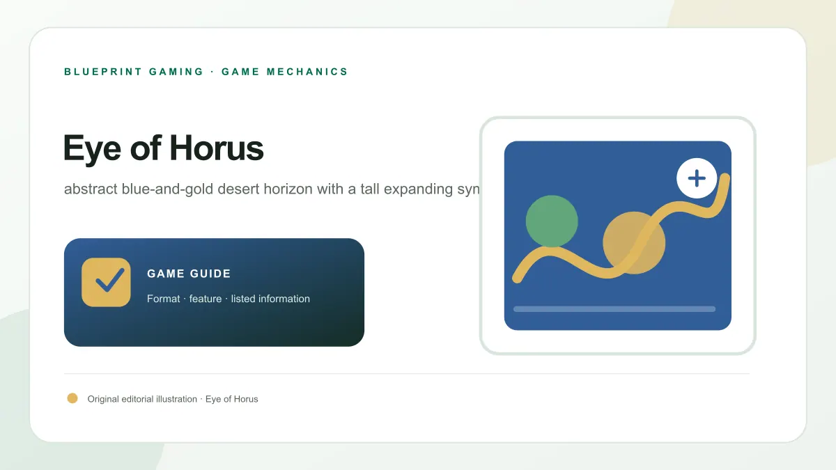 Eye of Horus feature artwork showing 5 × 3 reels · 10 fixed paylines · expanding wilds