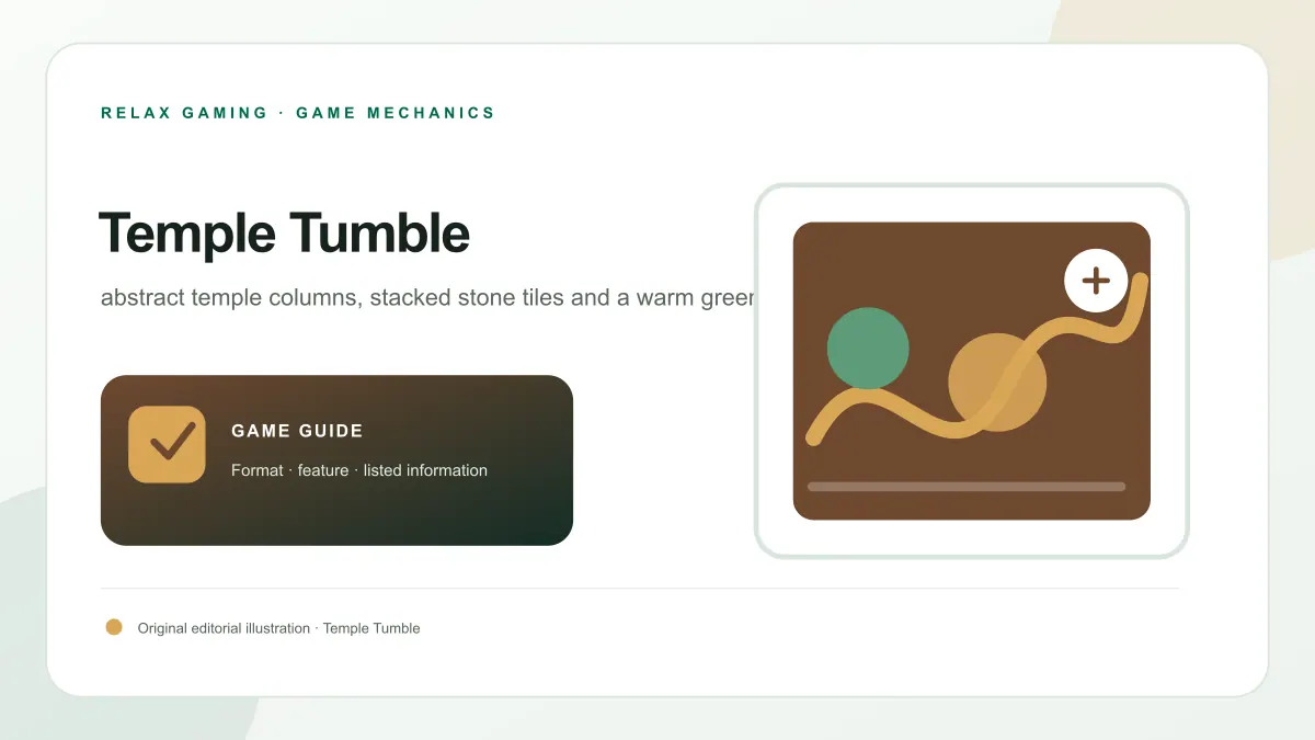 Temple Tumble feature artwork showing megaways · cascading stone blocks